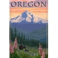 thumbnail image 1 of Mount Hood, Oregon, Bear Family and Spring Flowers (16x24 Giclee Gallery Art Print, Vivid Textured Wall Decor), 1 of 3