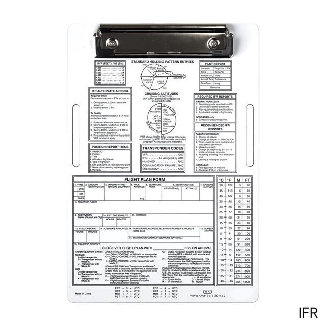Pilot Knee Board Aluminum Aviation Knee Board Pilot Notepad for Pilots to Write - IFR