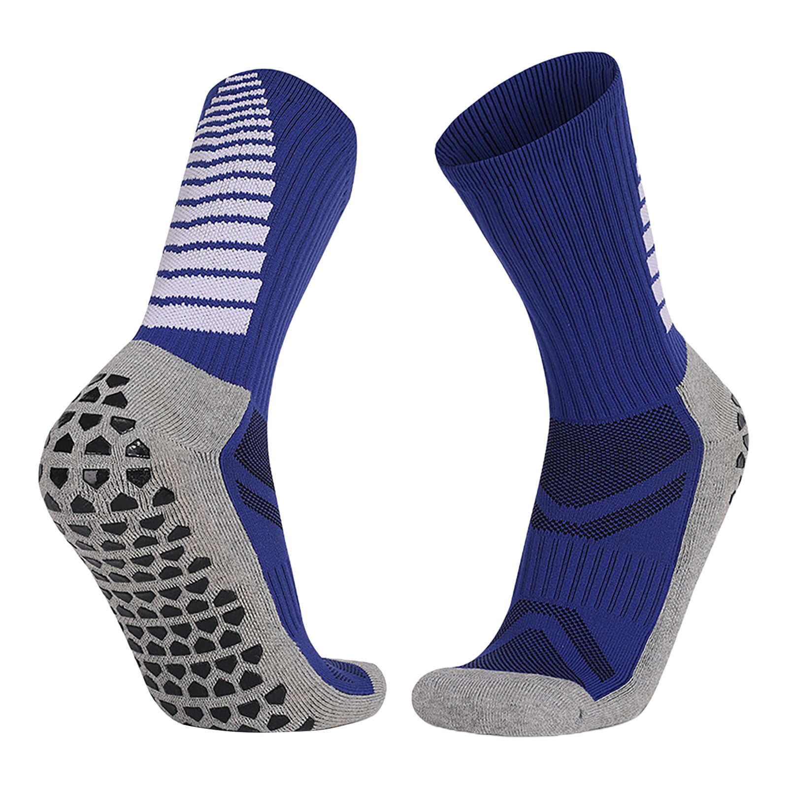 TSADFHJI Socks Socks for Men 2 Piece Set Adult Soccer Basketball Socks Running Socks Solid Color Long Comfortable Breathable Non Sole Socks for Men Plus Size Crotchless Men's Socks Silk Blue One Size