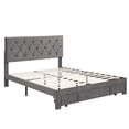 thumbnail image 5 of paproos Queen Upholstered Storage Bed, Gray Velvet Upholstered Platform Bed with Tufted Button Headboard and a Big Drawer, No Box Spring Needed, Modern Furniture Queen Size Bed Frame, Holds 500lbs, 5 of 12