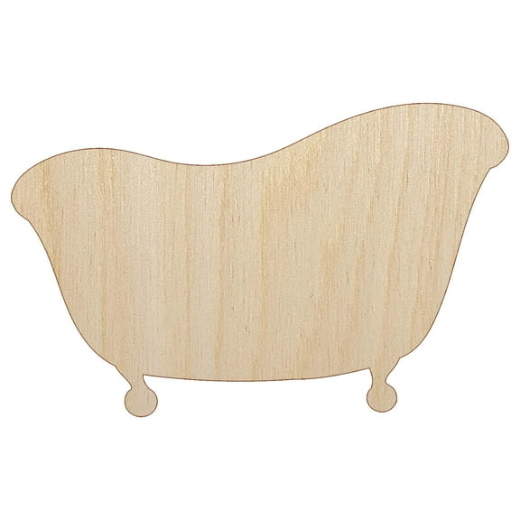 Cast Iron Bath Tub Wood Shape Unfinished Piece Cutout Craft DIY Projects - 4.70 Inch Size - 1/8 Inch Thick