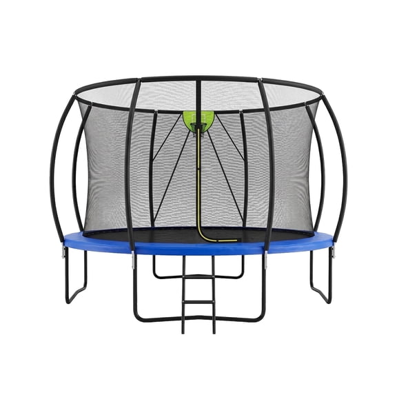 Funseek Trampoline with Basket and Basketball, Light Strip, Large Size and Load-Bearing Capacity, 10FT, Gray