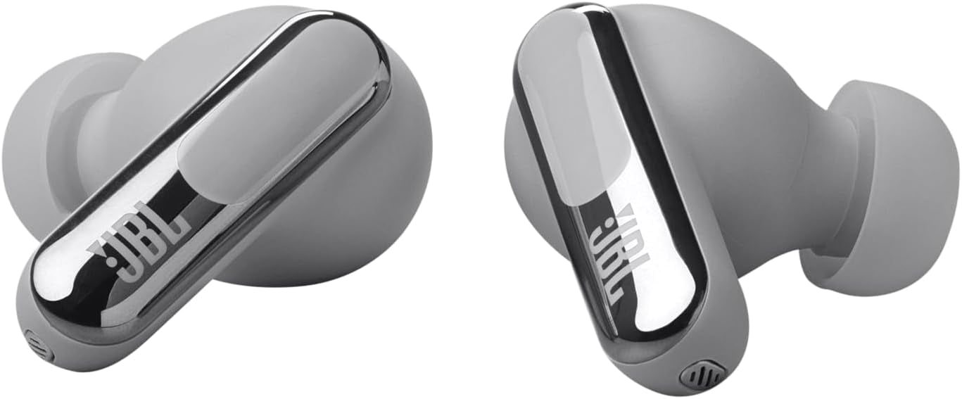 Open Box JBL Live Beam 3 - True wireless noise-cancelling earbuds with stick-closed design and Smart Charging Case - Silver