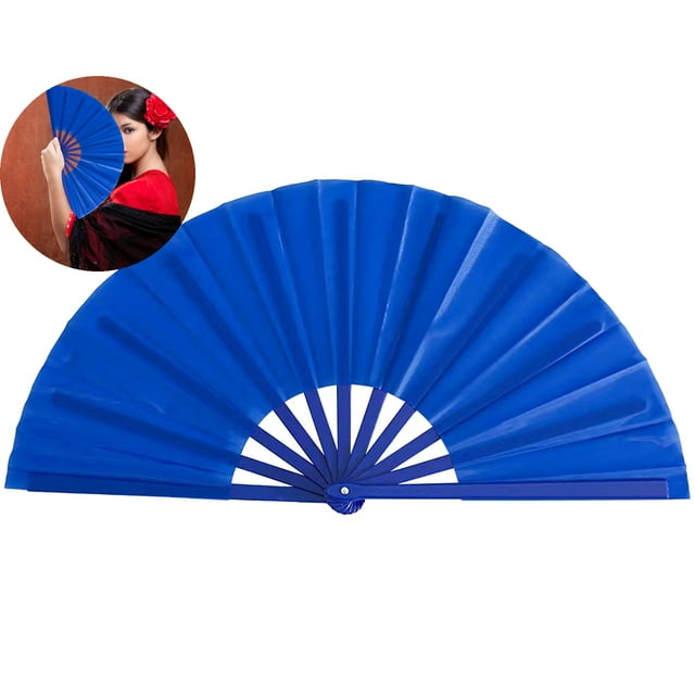Dvruxg Large Folding Hand Rave Fan - Vibrant Nylon Cloth for Kung Fu, Tai Chi, Dance, Music Festivals, Parties & Decorations