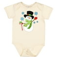 thumbnail image 3 of Inktastic Christmas Snowman in Top Hat with Candy Cane Boys or Girls Baby Bodysuit, 3 of 5