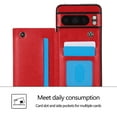 thumbnail image 4 of Compatible with Google Pixel 9a Case, with PU Leather Credit Card Holder Magnetic Back Stand Cell Accessories Flip Purse Slim Design Phone Cover for Google Pixel 9a Women Men, Red, 4 of 9