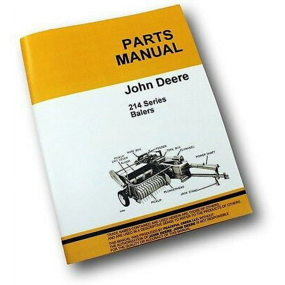 Parts Manual For John Deer 214 214T 214Ws 214W Baler Catalog Wire Twine Assembly