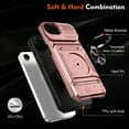 thumbnail image 4 of Dteck Case with Tempered Glass Screen Protector for iPhone 16e,Shockproof Card Holder [Store 2 Cards] Wallet Case Magnetic Ring Stand Dual Layer Heavy Duty Protective Cover for iPhone 16e,Rosegold, 4 of 7