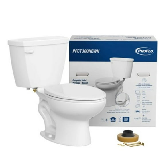 Proflo Pfct300he Complete 1.28 Gpf Two Piece Round Toilet - White