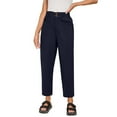 thumbnail image 4 of Wyobmus Womens Summer Pants Casual Cropped Pants High Elastic Waist Harem Palazzo Pant Trouser Slacks with Pockets Dark Blue, 4 of 8
