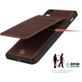 thumbnail image 4 of for iPhone XR Wallet Case with RFID Blocking Card Holder,PU Leather Magnetic Buttons Portrait Stand with 6 Card Slots Flip Wrist Strap Case for iPhone XR 6.1 Inch,Brown, 4 of 15