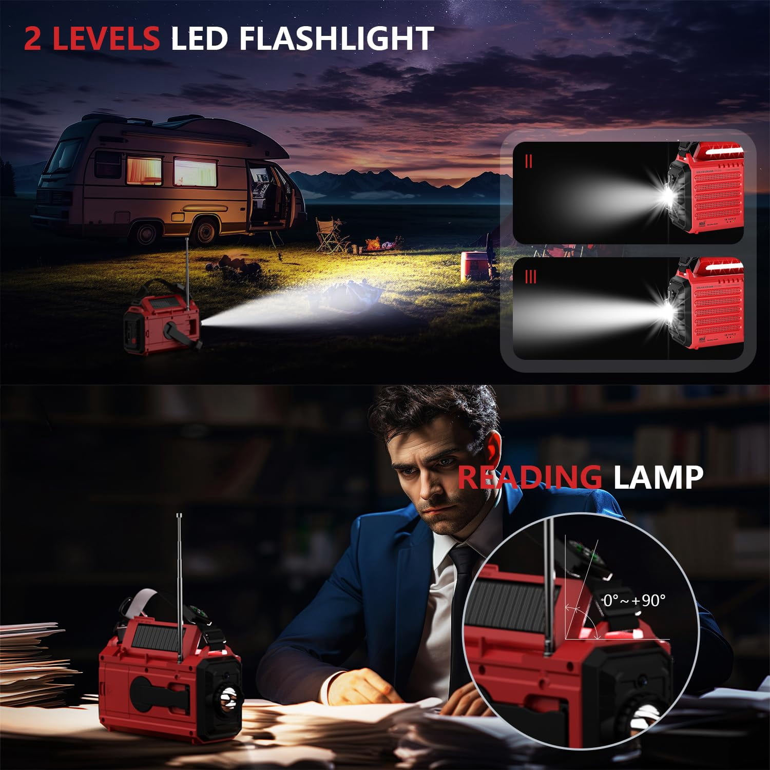 Emergency Solar Hand Crank Radio  Am/fm/sw Noaa Weather Alert Flashlight Reading Lamp Sos Alarm For Home Outdoor Hurricane