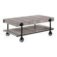 thumbnail image 3 of Furniture of America Russe 1-Shelf Wood Natural Tone Coffee Table with Wheels, 3 of 11