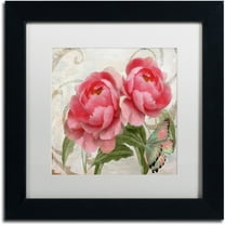 Trademark Fine Art "Apricot Peonies I" Canvas Art by Color Bakery White Matte, Black Frame