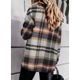 thumbnail image 4 of KISSMODA Womens Long Sleeve Corduroy Shirt With Pockets Classic Plaid V Neck Button Down Shacket Jacket Coat, 4 of 8