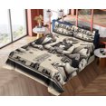 thumbnail image 4 of Ambesonne Cat Fitted & Top Sheet Set with Sham, Gentleman Kitties Playing Poker, Ivory Dark Taupe, 4 of 5