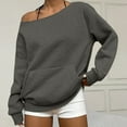 thumbnail image 2 of Mohiass Womens Off the Shoulder Sweatshirt Oversized Long Sleeve Tops Trendy Cute Loose Plain Fall Hoodie with Pocket Dark Gray XXL, 2 of 7