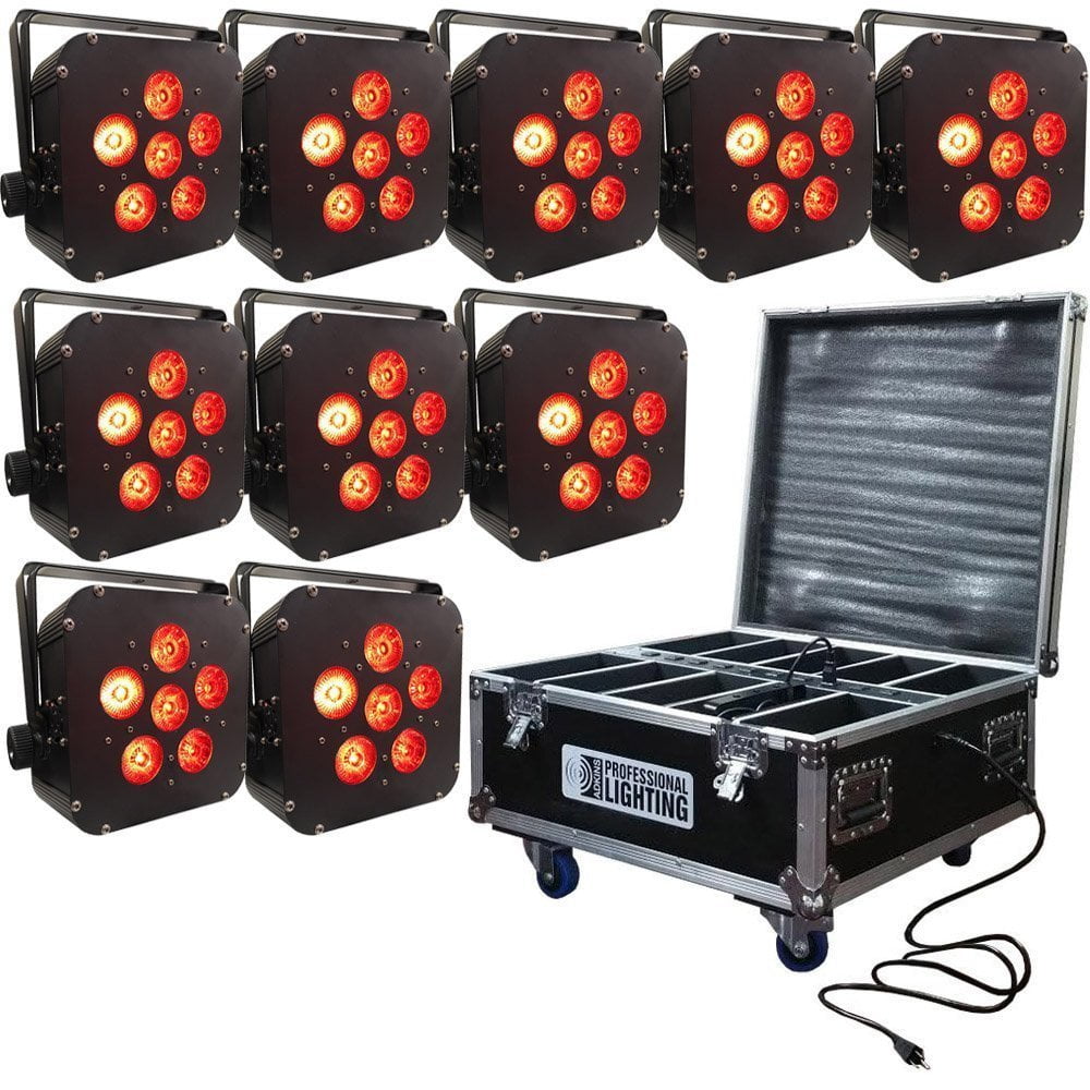 DJ Lighting LED Battery Powered Wireless DMX 10 Lights 6x5w RGBAW