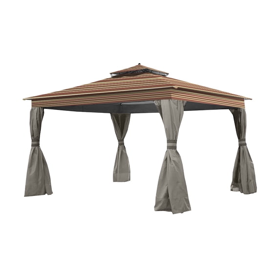 Garden Winds Replacement Canopy Top Cover for the Allen Roth Finial Gazebo -Standard 350 - Stripe Canyon