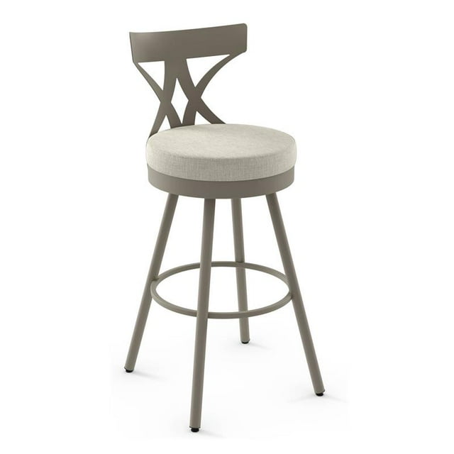Amisco Mapleton 31" Swivel Bar Stool - Light Beige PVC / Gray Metal
