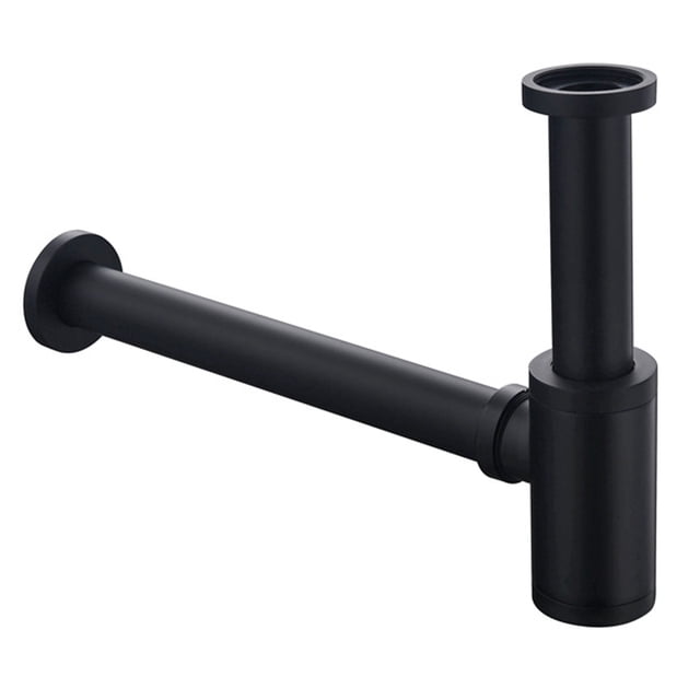 Kit de tubo de drenaje para fregadero, sifón decorativo ajustable de 1 1/4 pulgadas para fregaderos de ajuste universal, fácil desmontaje y limpieza con acabado negro mate resistente a la oxidación