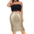 thumbnail image 3 of Baisdan Sequin Skirt for Women Sparkle Mini Skirts Holiday Party Skirts,Champagne,Small, 3 of 8