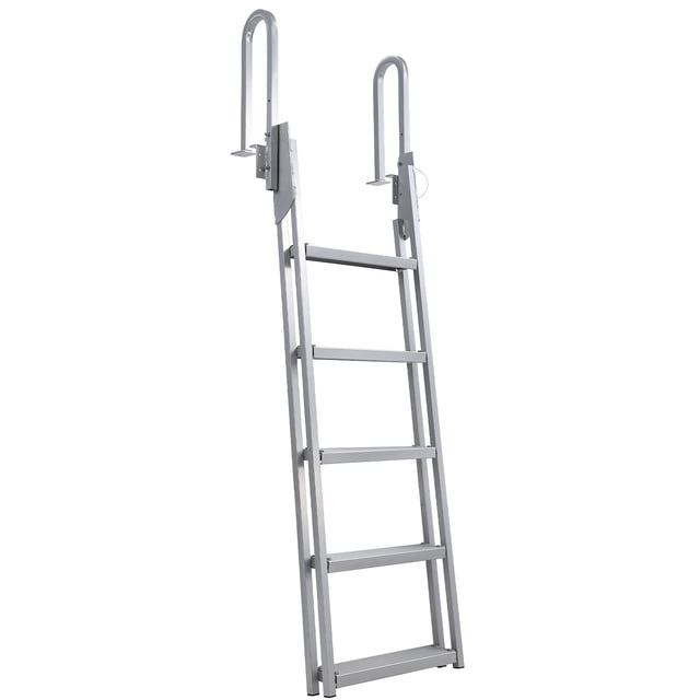 Heavy Duty 5-Step Reverse-Up Aluminum Dock Ladder for Trucks – 350 lbs Capacity, Removable & Adjustable, Non-Slip Treads, Saltwater-Resistant – Surface Spray Anti-Corrosion Powder, Reverse-up