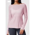 thumbnail image 5 of Womens'S Sheer Off the Shoulder Pullover Mesh Workout Long Sleeve T Shirt Pink S, 5 of 8