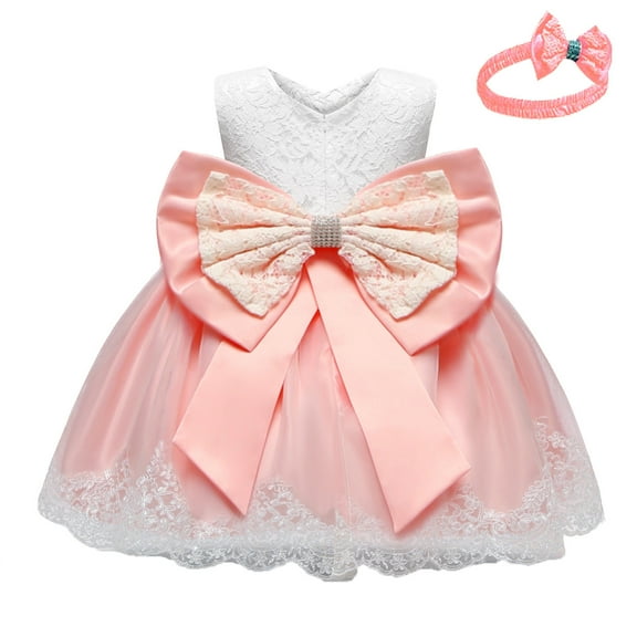 Baby Summer Clothes Toddler Girls Lace Bowknot Birthday Party Wedding Gown Kids Dresses