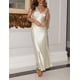 thumbnail image 3 of Vestido largo VUBIYA elegante de satén con cuello en V sin espalda para mujer, 3 of 5