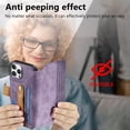 thumbnail image 5 of for iPhone 15 Pro PU Leather + TPU Wallet Case, Card Slots Wristband Kickstand RFID Blocking Anti Peeping Magnetic Clasp Full Body Protection Phone Cover for iPhone 15 Pro, Purple, 5 of 9