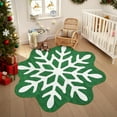 thumbnail image 1 of Hasoo Christmas Snowflake Shaped Indoor Home Decor Carpet 5'x 5' Green Area Rug for Living Room, 1 of 5