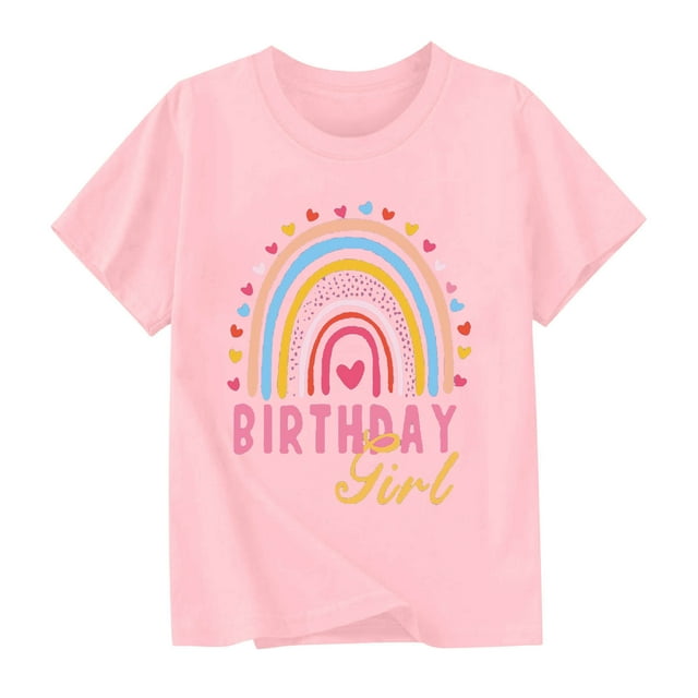 T-Shirt de Fête d'Anniversaire pour Enfants, T-Shirt Graphique à Manches Courtes et Col Rond, 95 % Polyester 5 % Élasthanne, Tissu Doux et Respirant, pour Garçons et Filles de 2 à 15 Ans, Tenue Décontractée