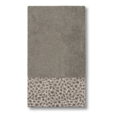 Authentic Hotel and Spa  Turkish Cotton Cheetah Jacquard Trim Dark Grey Bath Towel