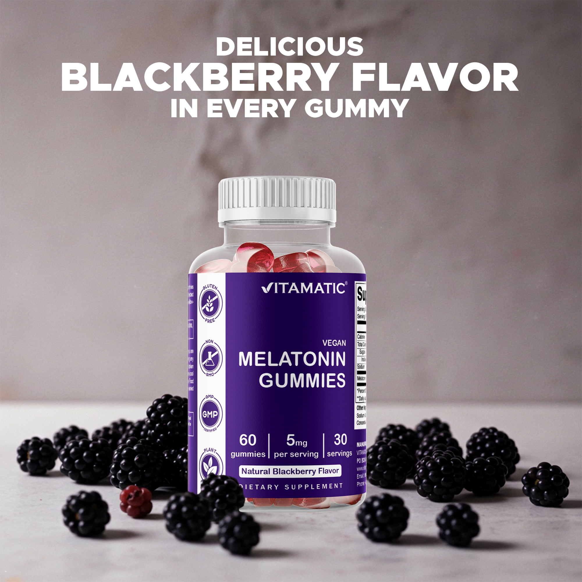 3 Pack Vitamatic Melatonin Gummies for Kids & Adults - (2.5mg 5mg & 10mg Doses) - 60 Vegan Gummies - Natural Sleep Aid Supplement (Total 180 Gummies)