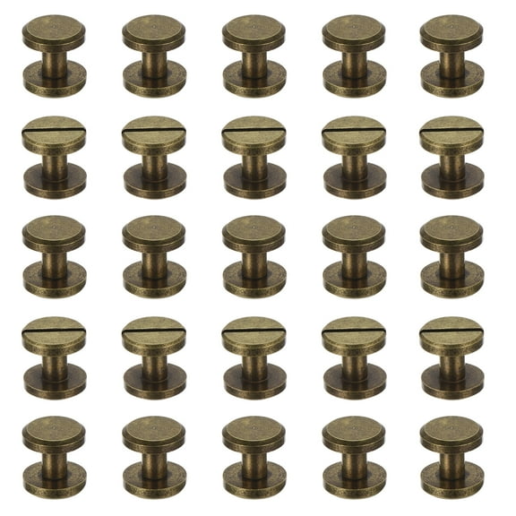 50 Sets Chicago Screws, 6mm L Brass Chicago Screw Binding Post Screw Rivets for Leather Belt Scrapbook, Bronze