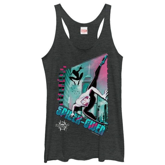 Women's Marvel Spider-Man: Into the Spider-Verse Modern Spider-Gwen Racerback Tank Top Black Heather Medium
