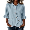 thumbnail image 2 of Neewe Button Down Shirts for Womens 3/4 Sleeve Blouses Collared Casual Summer Tops Daily Outfits, 2 of 6