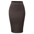 thumbnail image 1 of MixMatchy Women's Waist Band Midi Stretchy Ponte Basic Knee Pencil Skirt, 1 of 3