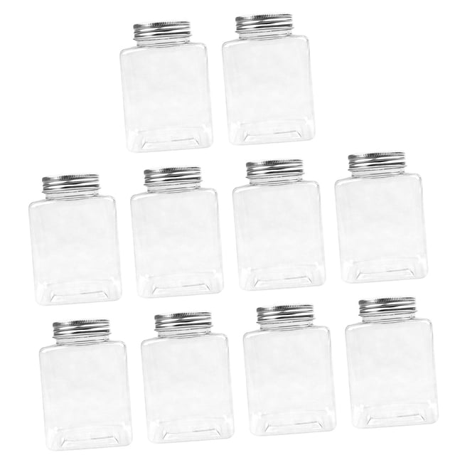 10 botellas de jugo vacías con tapas, botellas de agua multifuncionales, recipientes para bebidas, jarras para leche, té, jugos y viajes.