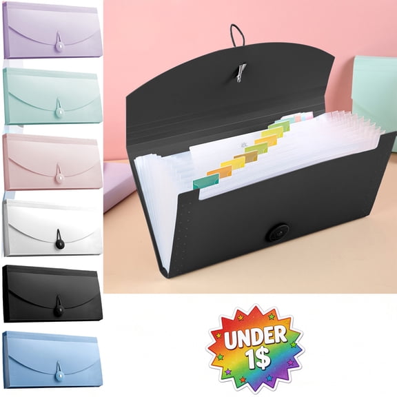 FEOLGEHLY Expandable File Folder with 13 Pockets, Accordion File Organizer, Candy Color File Folders, Under 1$ Document Folder, A6 Mini Plastic File Folders, Home Office Supplies (Pink)
