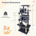 thumbnail image 3 of Costway 70" Large Cat Tree for Indoor Cats with Plush Top Perch, Dual large Condos, Hammock Dark Gray, 3 of 9