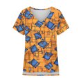 thumbnail image 6 of JTZGDY Western Shirts for Women Vintage African Dashiki Print Summer Short Sleeve Casual V Neck Contrast Color Ethnic T-Shirts Trendy Ladies Flowy Tunic Blouse Yellow#02 S, 6 of 6