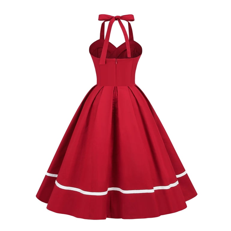 SWSMCLT Women's Summer Vintage Dress 1950s 50s 60s Sundress Midi A Line Sleeveless Halter Cotton Cocktail Date Night Dresses Burgundy Medium - Walmart.com SWSMCLT Women's Summer Vintage Dress 1950s 50s 60s Sundress Midi A Line Sleeveless Halter Cotton Cocktail Date Night Dresses Burgundy Medium - Walmart.com