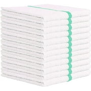 24 Pack Bar Mop Towels, 16x19 Kitchen Cleaning Towels, 30oz Commercial Bar Mop Towels, Restaurant Cleaning Towels, Green Stripe by Towels N More