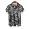 thumbnail image 2 of AHTJRT Stylish Men's Camouflage Print Button Down Short Sleeve Shirt Black XL, 2 of 4