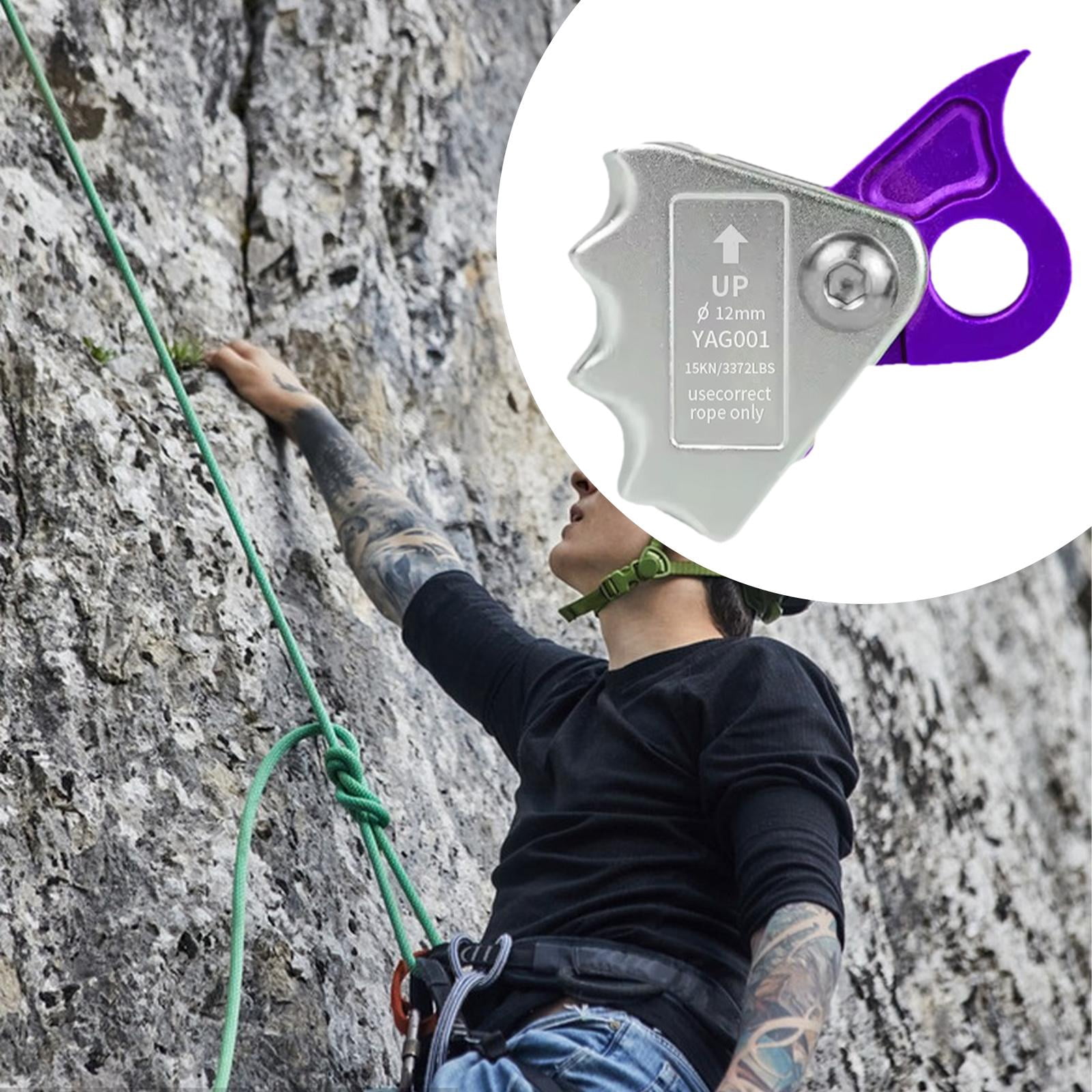 QccHieUs Climbing Rope Adjuster with Ascender Grip, 15kN Heavy Duty Descender Stopper for Purple
