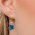thumbnail image 3 of Gem Stone King 14K Yellow Gold London Blue Topaz and Lab Grown Diamond Earrings for Women | 5.55 Cttw | Gemstone November Birthstone | Emerald Cut 9X7MM, 3 of 6