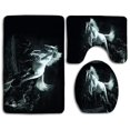 thumbnail image 1 of ABPHQTO Caballo y lobos Juego de alfombras de baño de 3 piezas Alfombra de baño Alfombra de contorno y tapa de inodoro, 1 of 2