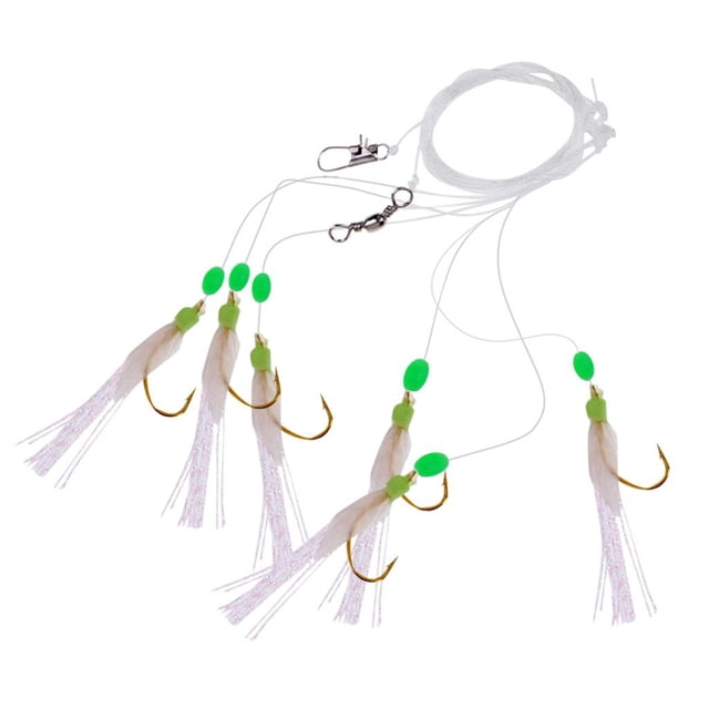 6 piezas Jigs Fishing Rig Live Tamaño 10 Hook Mixed Lure Rigs 14 Cola Sabiki Rigs